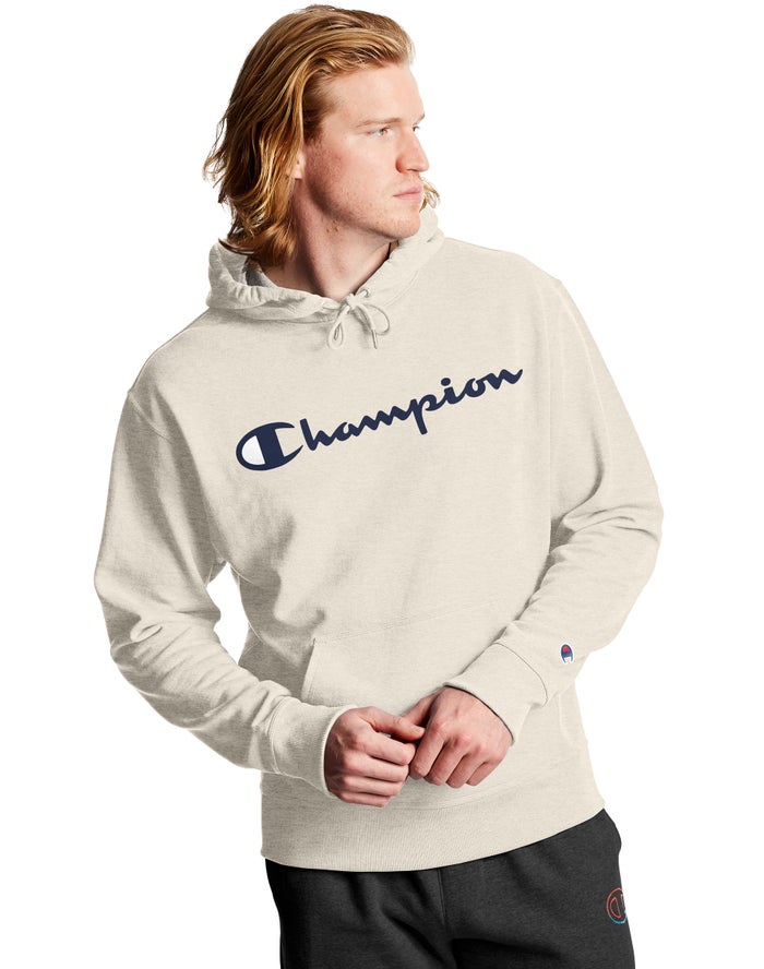 Champion Powerblend Fleece Script Logo - Miesten Kerma Huppari - Suomi 6187409-VR